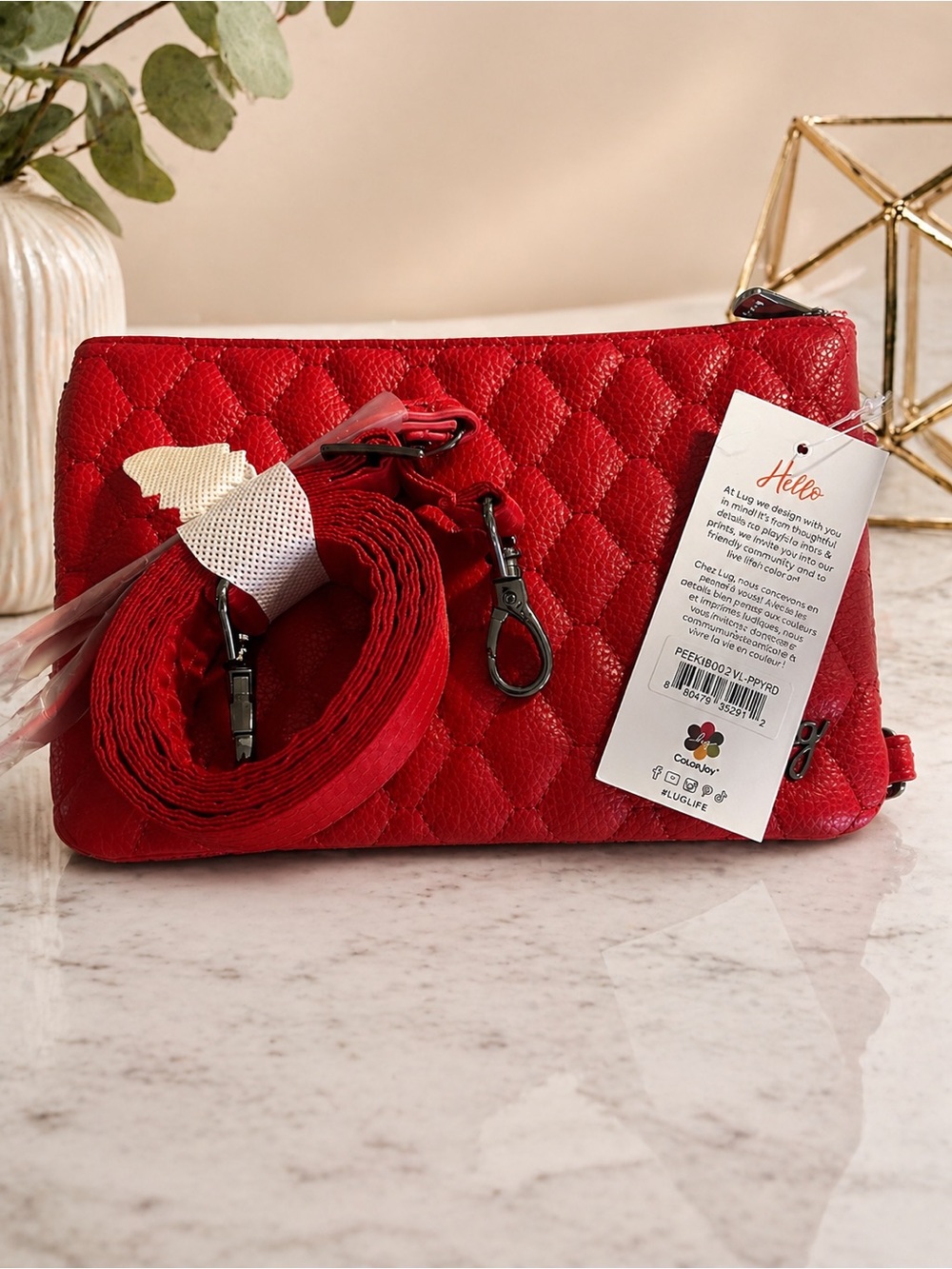Lug Peekaboo 2 Crossbody / Wristlet Vegan Leather Poppy Red NWT